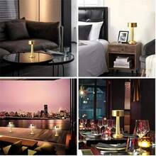 A Dumbbell Model LED Rechargeable Small Table Lamp With Three Lighting Modes, Bedroom, Restaurant, Bar Decoration - Gold - View 6
