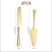 陶瓷珍珠柄不锈钢蛋糕切割服务套装 - 优质蛋糕抹刀、蛋糕铲、结婚刀、披萨刀、甜点叉 银色/金色/黑色 带礼盒