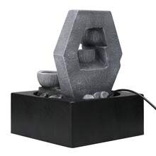 LIVINGANDHOME Living And Home  Cascade Tabletop Fountain Water ※Feature※ With LED Light - Grey - View 7