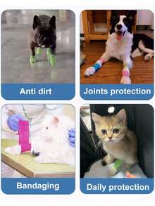 4pcs Self-Adhesive Elastic Bandage For Pet First Aid, Anti-Dirt And Fixation - Multicolor - View 6