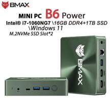 BMAX Mini PC BMAX B6 POWER / Intel Core i7-1060NG7 / Windows 11 / 16 GB de RAM, 1 TB de SSD / NVME_2280x2 H DMI USB Bluetooth Tipo-C