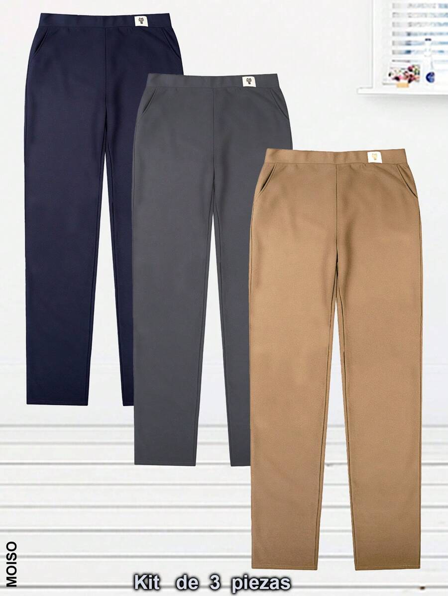 Kit de 3 pzas de pantalones para dama varios colores y tallas - Multicolor - Ver 1