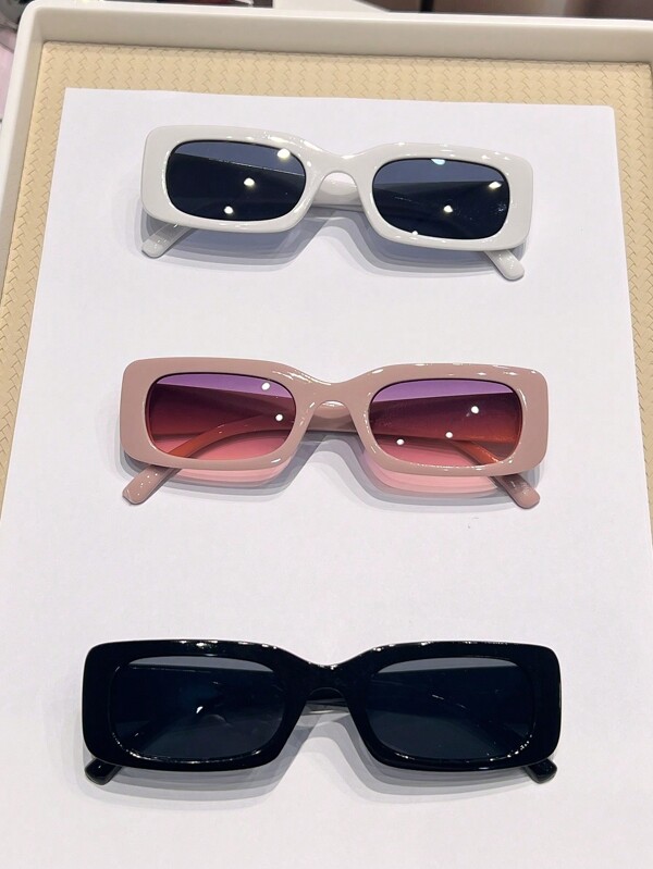 3pcs Y2K Square Cute Daily Fashion Eyeglasses For Women Beach Accessories For Women Glasses Shades For Summer Beach Vacation,Outdoor,Travel
