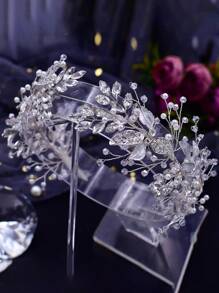 Elegant 1pc Luxurious Alloy & Rhinestone Bridal Headband Hair Accessory For Wedding Royal Tiaras Valentine's Day Accessories - Silver - View 7