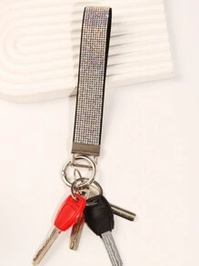 1pc Sparkly Rhinestone Decorated Bangle Keyring, Wristlet Keychain For Handbags And Keyrings
