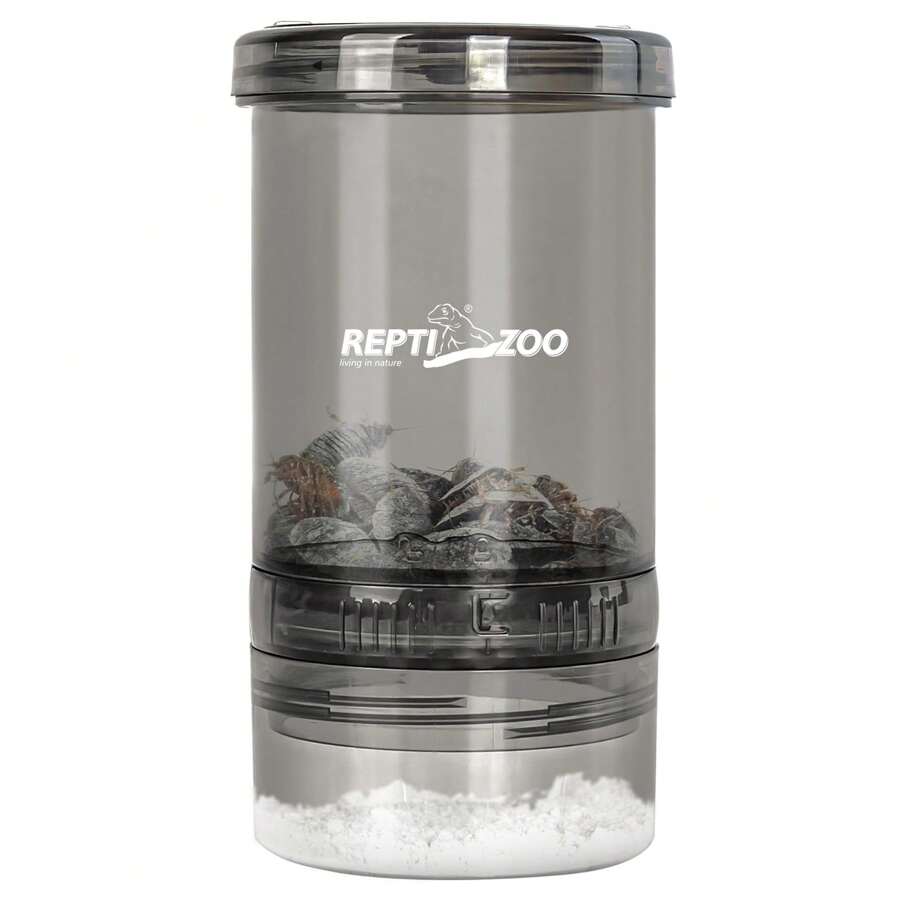 REPTI ZOO Reptile Cricket Powder Mixer, Insect Calcium Mixer, Cricket Nutrients Shaker For Gecko Snake Lizards, Feed Dispenser For Reptile & Amphibians | Terrarium Tank Accessories - Grey - View 1