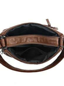 Nữ Chống Thấm Nước PU Đinh Tán Vòng Sắt Phụ Kiện Nhỏ Retro Túi Quà Tặng Cho Mẹ Túi Đeo Ngang - màu nâu - Xem 4