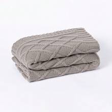 Kit Manta Peseira Sofá Sala Cama Solteiro Casal Queen King + 2 Capas de Almofadas Trança Trico Paris - Cinza Claro - Visão 2