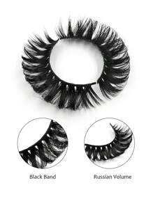 20 Pairs False Eyelashes Full Strip False Eyelashes Natural Look D Curling Fake Lashes Dramatic Volume Faux Mink Eyelashes - Black - View 3