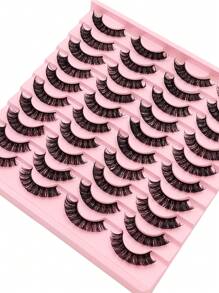 20 Pairs False Eyelashes Reusable D Curling Volume Full Strip Lashes Natural Fluffy Volume Fake Lashes Strip Lashes,Lashes,Eyelashes,Fake Lashes - Black - View 2
