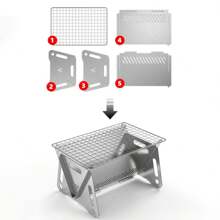 Stainless Steel Folding BBQ Grill For Home Outdoor Charcoal Barbecue, Smokeless Portable Grill With Foldable Kabob Skewers - Silver - View 7