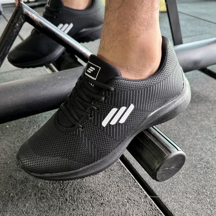 TENIS O2X MASCULINO ESPORTIVO LANÇAMENTO CONFORTAVEL ACADEMIA ORIGINAL - preto/preto/branco - Visão 1