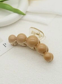1 pieza Pinza de pelo de color albaricoque elegante y de moda con una gran perla falsa, estilo pinza de pelo, adecuado para uso diario, citas y vacaciones