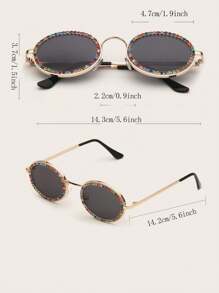 1pc Women's Fashion Rhinestone Metal Eyeglasses, Suitable For Daily Wear - Grey - View 5