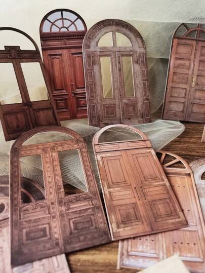 1 pacchetto/20 fogli Cartoncino Retro Die-Cut Tagliato Per Materiali Decorativi Di Porte In Legno E Finestre Per Scrapbooking Fai Da Te