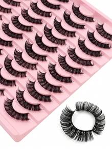 20 Pairs False Eyelashes Reusable D Curling Volume Full Strip Lashes Natural Fluffy Volume Fake Lashes Strip Lashes,Lashes,Eyelashes,Fake Lashes - Black - View 3