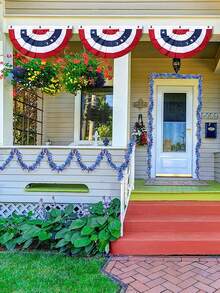10pcs Independence Day Red White Blue Garland 4th Of July Independence Day For Tree Stairs Mantle Hanging Oranment Patriotic Tinsel Garland Hanging Streamers Decorations Outdoor Indoor Party Supplies Celebration Holiday Decorations - Blue - View 2