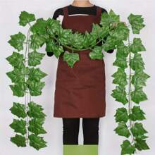Conjunto de 4/12 piezas, enredaderas artificiales grandes de hojas verdes de 2.4m para colgar en la pared del jardín, guirnalda vertical de hojas artificiales para decoración del hogar, bodas, fiestas de cumpleaños, enredadera de plástico de ratán - 12 piezas - Ver 10