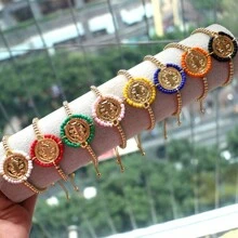 1pc Newest Virgin Mary Bracelet Men Fashion Gifts Gold Beads Bracelet Daily Wearing Multi Color Beaded Bracelets - Gold - View 11