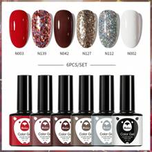 XEIJAYI XEIJAYI 6Pcs 7.3Ml Nail Gel Polish Set UV LED Soak Off Gel Polish: Get Creative With Colorful Mousse Gel Nail Polish For Home Salon Nail Art DIY For