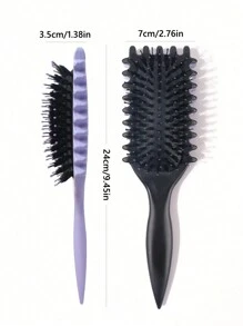 2入組捲髮梳和噴霧瓶套裝包括熨捲定型梳，200ML黑色噴霧瓶，捲髮梳，捲髮造型梳，塑造和定義女性捲曲頭髮-2024年最新野豬毛髮刷造型梳 - 彩色 - 查看 11