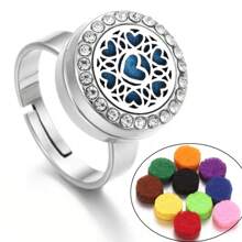 Cincin Diffuser Aromaterapi Stainless Steel 12mm, Cincin Terbuka Diffuser Aroma Kristal Zirkonia, Cincin Liontin Diffuser Minyak Esensial Wangi, Untuk Wanita & Anak Perempuan - Perak - View 6