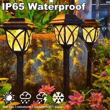 2pcs Solar Powered Outdoor Lawn Light For Festival Lighting, Garden Villa Landscape Waterproof Plug-In Pathway Light - Black - View 2