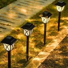 2pcs Solar Powered Outdoor Lawn Light For Festival Lighting, Garden Villa Landscape Waterproof Plug-In Pathway Light - Black - View 1