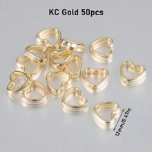 50 piezas Conectores espaciadores en forma de corazón de plástico CCB de doble agujero para collar, pulsera, aretes y dijes de joyería, accesorios para llaveros y suministros para manualidades hechas a mano