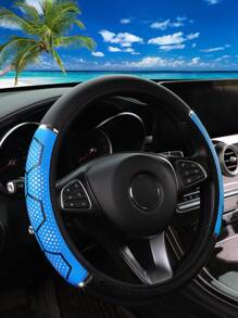 1 pieza Cubierta de volante de coche elegante de piel sintética con diseño de cuadros y detalles brillantes, apta para coches de 14,5 a 15 pulgadas