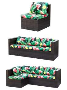 1入組西瓜葉印花戶外沙發套，聚酯彈性可拆卸半包沙發坐墊套，適用於花園和露台沙發坐墊套 - 彩色 - 查看 7