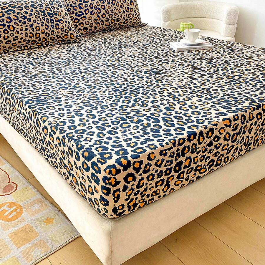 Juego de ropa de cama de 3 piezas con estampado floral, estrella y bendición - 1 sábana ajustable + 2 fundas de almohada, juego de ropa de cama de algodón con aloe vera, suave, transpirable, cómodo y elegante, adecuado para dormitorio, lavable a máquina, para todas las estaciones