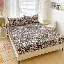 Juego de ropa de cama de 3 piezas con estampado floral, estrella y bendición - 1 sábana ajustable + 2 fundas de almohada, juego de ropa de cama de algodón con aloe vera, suave, transpirable, cómodo y elegante, adecuado para dormitorio, lavable a máquina, para todas las estaciones