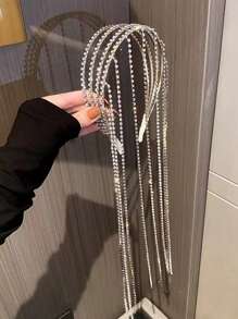 topshiny Fashionable Luxurious Multi-Layer Rhinestone Tassel Headband, High-End And Exquisite Hair Accessory For Women,Y2k,Hairband ,Hair Hoop,Hairband,Hair Hoop Headbands Head Accessories