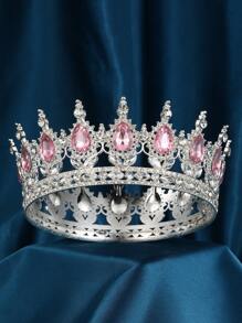 Vintage Tiaras And Crowns Women Diadem Pageant Hair Ornament Colorful Round Decor Royal - Multicolor - View 2