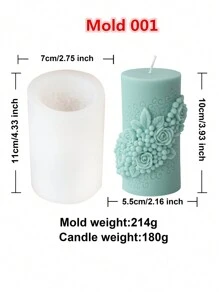 4 Relief Flower Column Silicone Candle Mold Decoration Mold DIY Plaster Mold - White - View 7