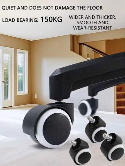 1pc/5pcs 0.42" Diameter 330lbs Capacity Universal Swivel Casters Wheels For Office Chair, Desk Furniture, Silent Replacement Casters With Wrench (Threaded Type)