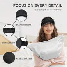 1 pieza/2 piezas Máscara de seda para dormir, de doble capa rellena de seda con banda elástica, apta para dormir de noche, viajar y siestas, máscara de ojos suave - Negro/Rosa