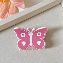 1 件甜美可爱的粉色猫咪蝴蝶郁金香花朵爪夹，采用亚克力材料制成，适合女性日常佩戴粉色配饰情人节情人发夹发夹发夹发夹发夹发夹秋冬发饰女士蝴蝶结度假装女士