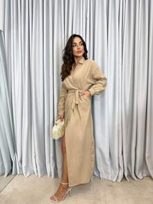 Women Dresses - 米色 - 查看 2