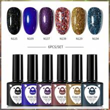 XEIJAYI XEIJAYI 6Pcs 7.3Ml Nail Gel Polish Set UV LED Soak Off Gel Polish: Get Creative With Colorful Mousse Gel Nail Polish For Home Salon Nail Art DIY For