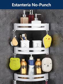 CasaBella 2 Piezas Estante esquinero para baño, Estantes de Almacenamiento montado en la pared de aleación de aluminio, acero inoxidable 304, Estante Baño Sin Taladro, 2 Unidad Estante Montado En La Pared Del Baño Con Ventosa Sin Necesidad De Perforar, con dos ganchos estante de almacenamiento para baño montado en la pared, estante de baño minimalista de color plateado necesario Organizador esquinero de baño, Estante De Sin Perforaciones Montado , Estante De Esquina Para Inodoro De Abs Engrosado, Accesorios De Baño, Organización Del Hogar Y Suministros De Almacenamiento, Repisa para Baño Pared de Acero Inoxidable, Marco de Aluminio de Ultra-Grueso con 2 Ganchos, Para Artículos De Tocador Y Suministros De Baño, Organizador De Estante De Almacenamiento Montado En La Pared - 2 piezas - Ver 3