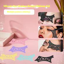 1入組中空圖案眼線輔助器，桑蠶絲緞面提亮眉卡妝容矽膠眼影工具 - 彩色 - 查看 3