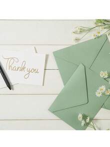 50pcs Window Envelopes Simple Festival Greeting Card Birthday Invitation Letter Storage Bag Wedding Invitation Card - Green - View 5