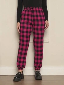 Women Pants - 玫紅色 - 查看 1