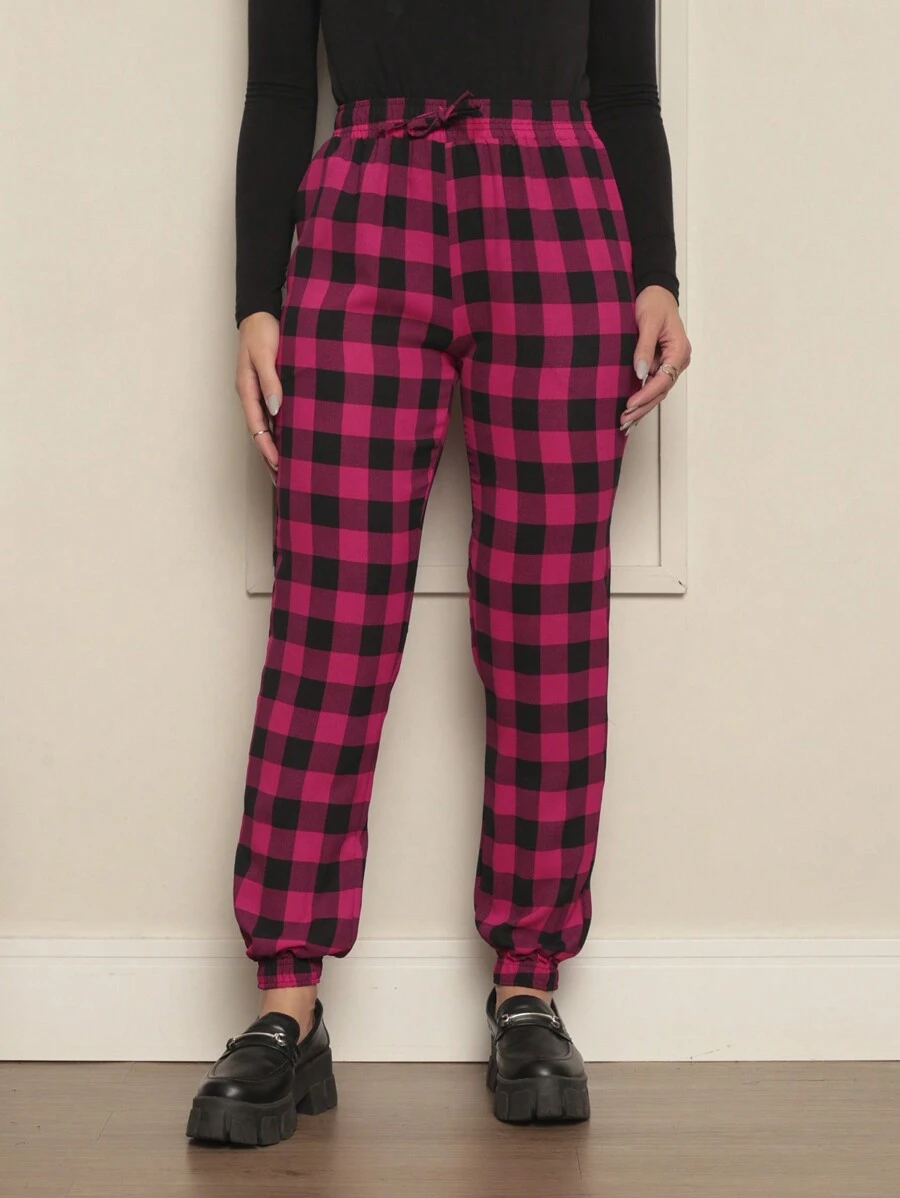 Women Pants - 玫紅色 - 查看 1