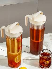 1pc Cold Brew Jug Refrigerator Water Bottle For Coffee, Fruit Tea, Sealed And Heat-Resistant, Cold Brew Drip Ice Water Bottle For Summer - White - View 4