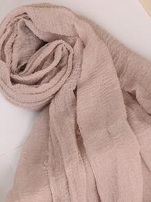 1pc Women Hijab Solid Color Pleated Lightweight Hijab Scarf, Female Classic Soft Headscarf For Abaya Accessories Women Veil