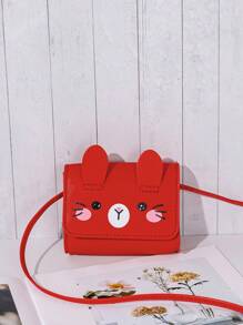 1入組新款可愛迷你斜挎包，童裝卡通貓咪休閒斜背包，女孩小型錢包，旅行日常隨身小包手提袋錢夾