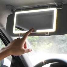 汽車遮陽板化妝鏡，具有3種照明模式的LED汽車鏡，可充電的汽車化妝鏡-具有可調光觸摸控制，適用於任何汽車照明鏡 - 白色 - 查看 5